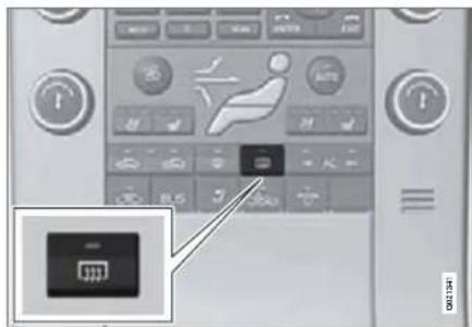 Control panel interface with icons and a highlighted battery icon, showing navigation buttons and a play button.