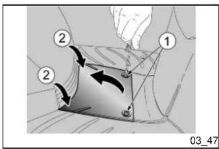 Diagram showing a mechanical or fluidic component with numbered parts and directional arrows indicating motion or flow.