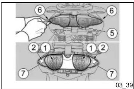 Technical diagram showing two views of a mechanical component with numbered parts and Chinese labels