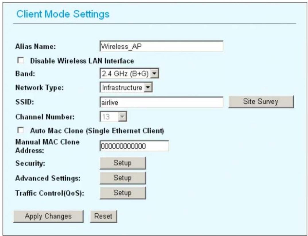 AIRLIVE WL-5460AP v2 - Client Mode Settings - 1