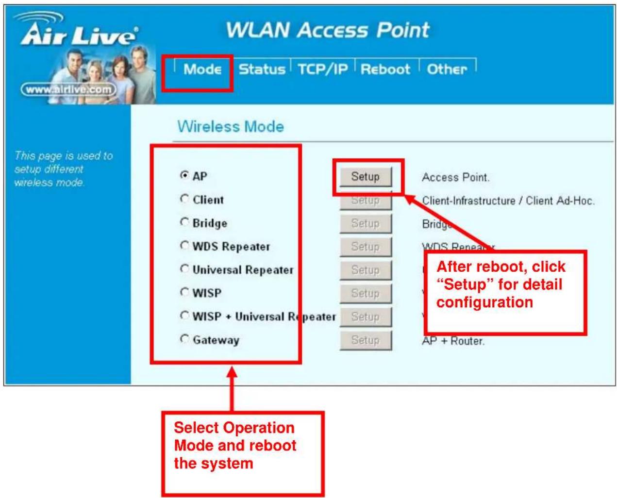 AIRLIVE WL-5460AP v2 - Change Operation Mode - 1