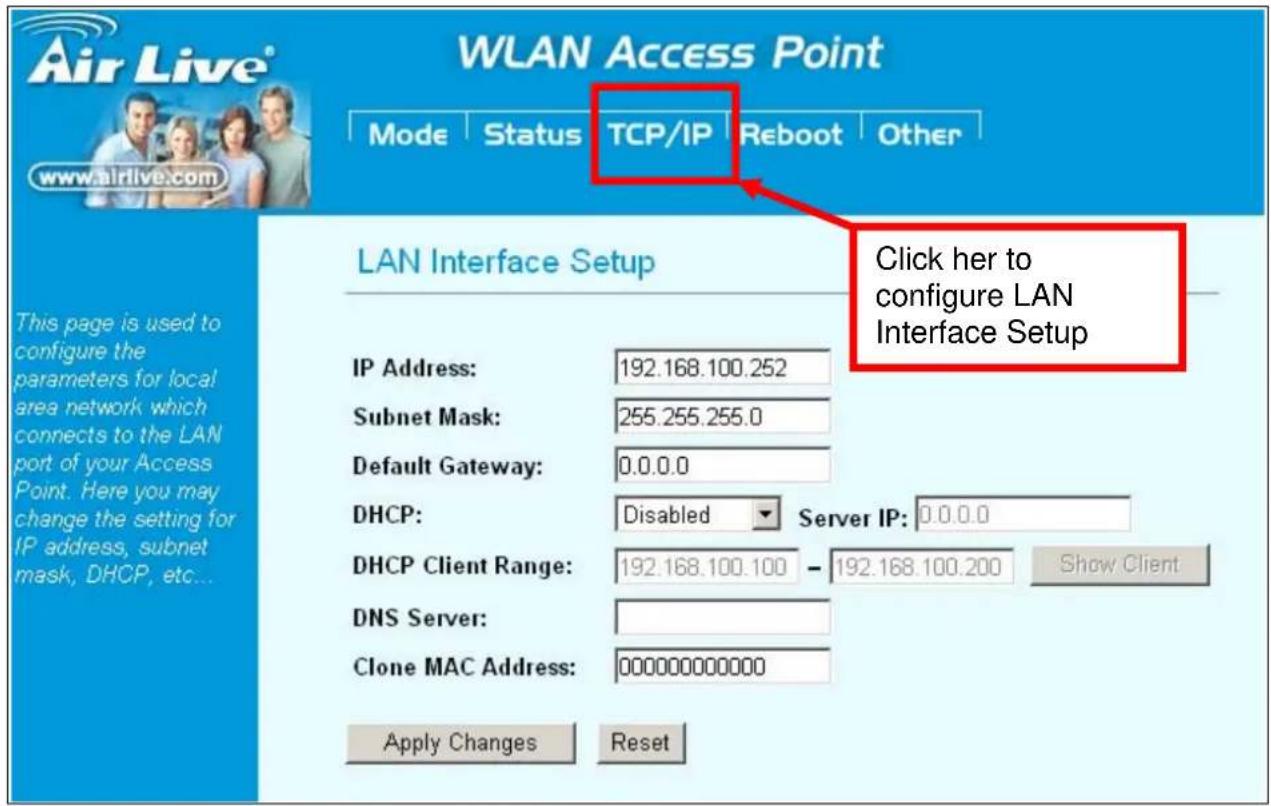 AIRLIVE WL-5460AP v2 - LAN Interface Setup - 1