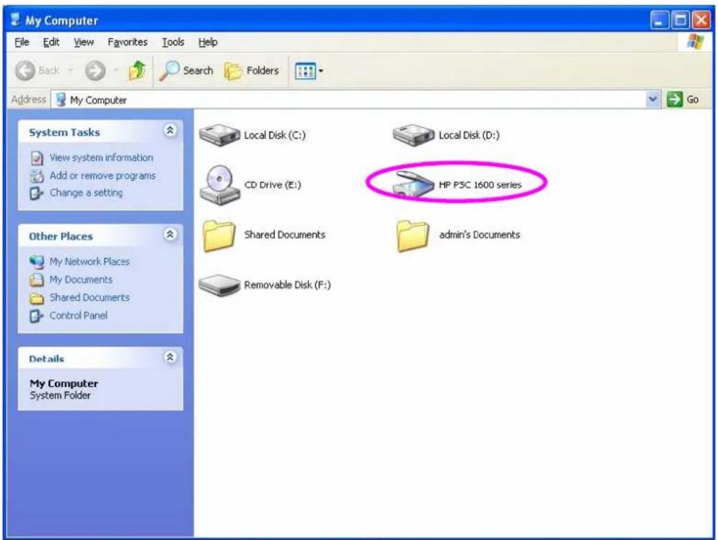 My Computer File Edit View Favorites Tools Help Back Search Folders Address My Computer System Tasks View system information Add or remove programs Change a setting Local Disk (C:) Local Disk (D:) CD Drive (E:) HP P5C 1600 series Other Places My Network Places My Documents Shared Documents Control Panel Shared Documents admin's Documents Removable Disk (F:) Details My Computer System Folder