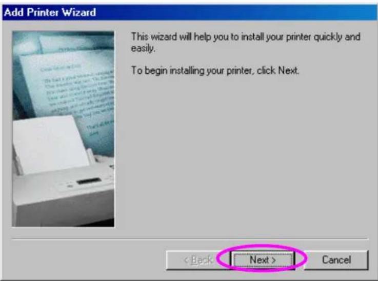 Add Printer Wizard This wizard will help you to install your printer quickly and easily. To begin installing your printer, click Next. < Back Next > Cancel