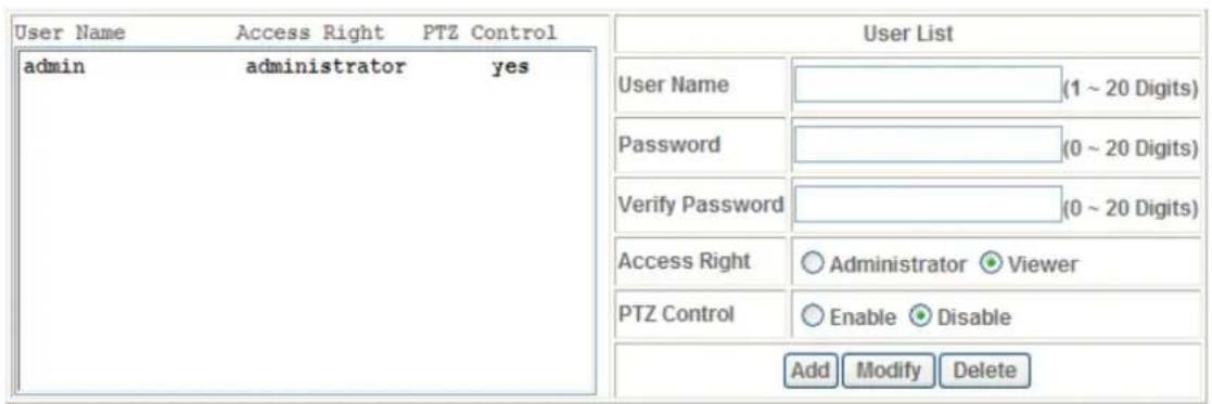AIRLIVE OD-325HD - Add, update, and remove of Users account: - 1