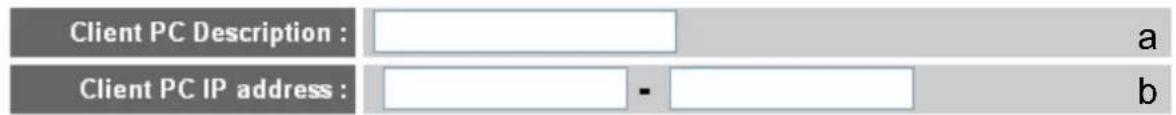 Client PC Description : a Client PC IP address : - b