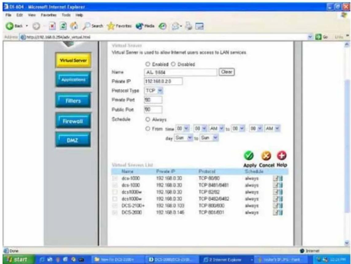 AIRLIVE WN-200HD - Open/set Virtual Server Ports to enable remote image viewing - 1
