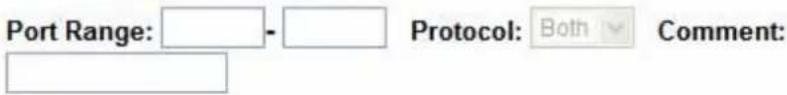 Port Range: - Protocol: Both Comment: