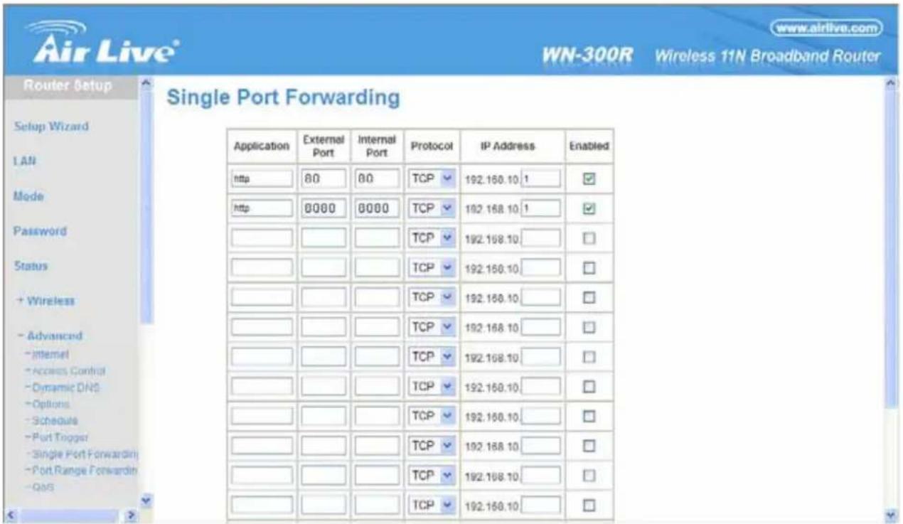 AIRLIVE POE-5010HD - Open/set Virtual Server Ports to enable remote image viewing - 1