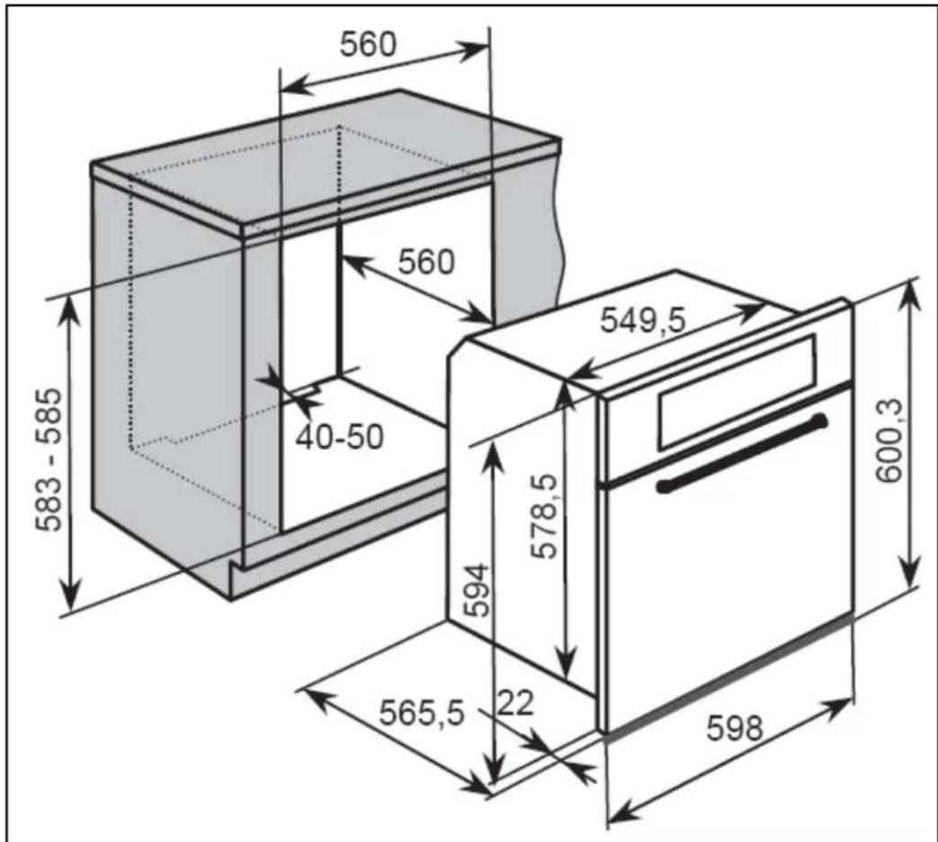 BAUMATIC P620SS - Installing the oven into the kitchen cabinet - 1