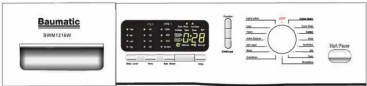 BAUMATIC BWM1216W - Ovládací panel - 1