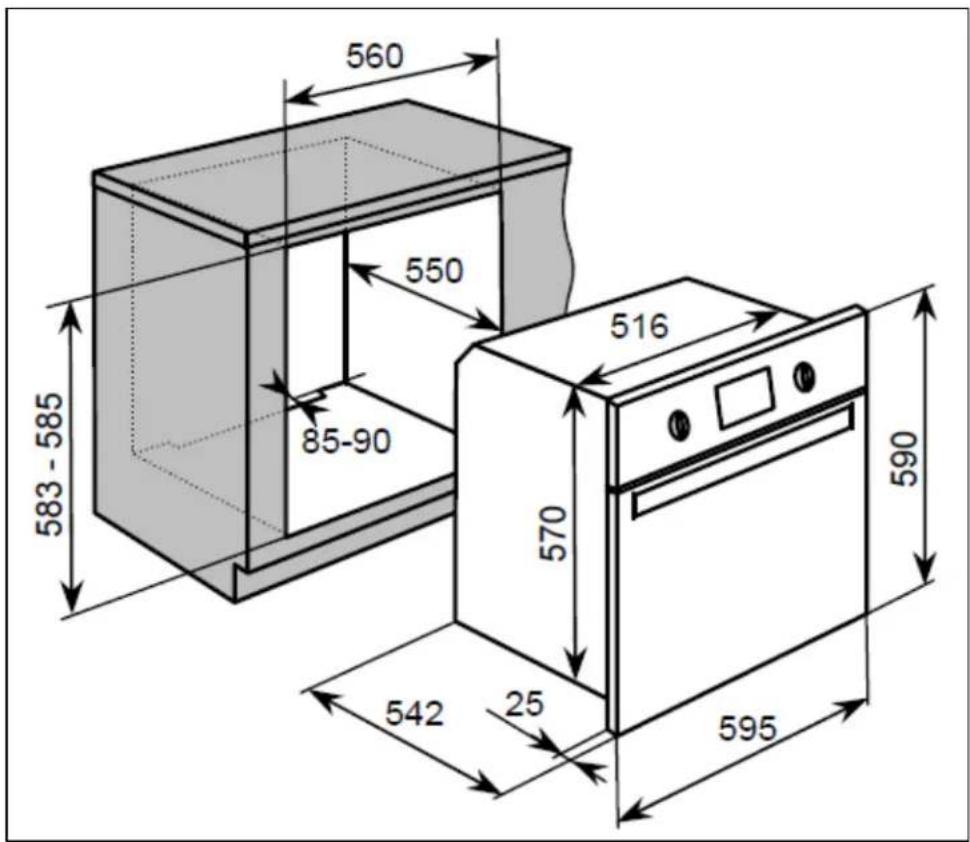 BAUMATIC BSO636SS - Installing the oven into a kitchen cabinet - 1