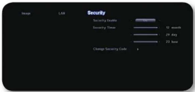Image LAN Security Security Enable On Security Timer 12 months 29 day 73 hour Change Security Code >