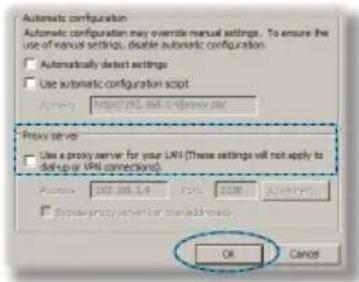 Automatic configuration Automatic configuration may override manual settings. To ensure the use of manual settings, disable automatic configuration. □ Automatically detect settings □ Use automatic configuration script Access: http://pml.net/privacy.pml Proxy server □ Use a proxy server for your LPA (These settings will not apply to dial-up or VPN connections) Access: 102.888.1.6 Call: 3288 Active... □ Use proxy server for user call access OK Cancel