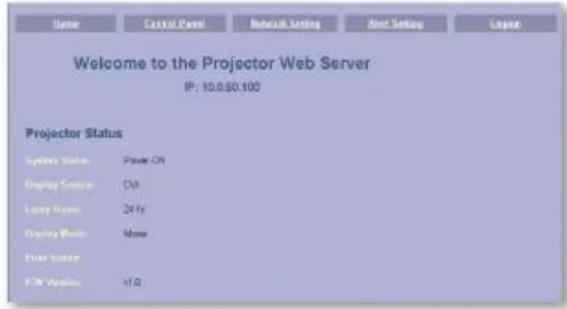Welcome to the Projector Web Server IP: 10.0.60.100 Projector Status System Status Power ON Display Service Open Larry System 24 hr Display Method More File Type FOM Windows 17.0