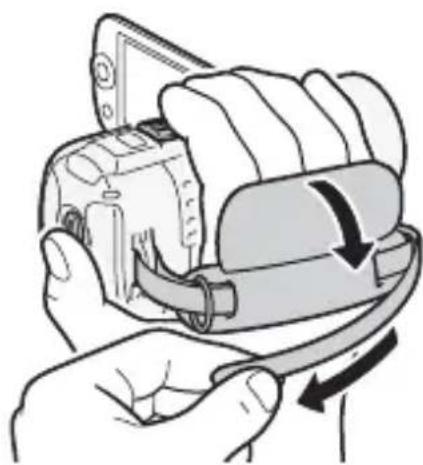 CANON Legia HF R17 - Fasten the grip belt. - 1