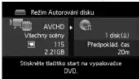 Režim Autorování disku AVCHD Všechny score 115 2.21GB 1 disk(0) Predpoklád. čas 20m Stiskněte tlačitko start na vypalovače DVD.