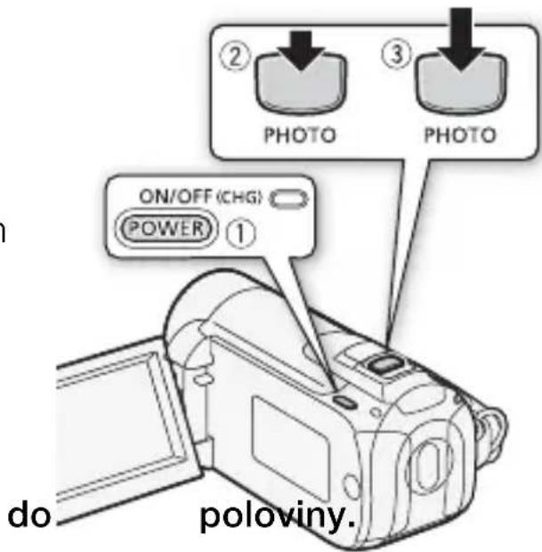 DO poloviny. ① ON/OFF (CHG) POWER ② PHOTO ③ PHOTO