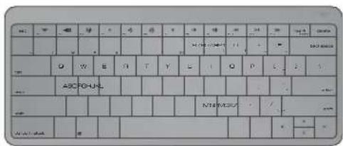 Scanned image of a standard computer keyboard with alphanumeric keys and control buttons