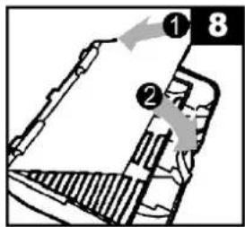 Diagram showing two labeled parts (① and ②) with arrows indicating direction, likely illustrating a mechanical or architectural concept.