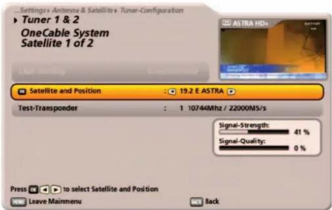 KATHREIN UFS 922sw - Satellite and position: - 1