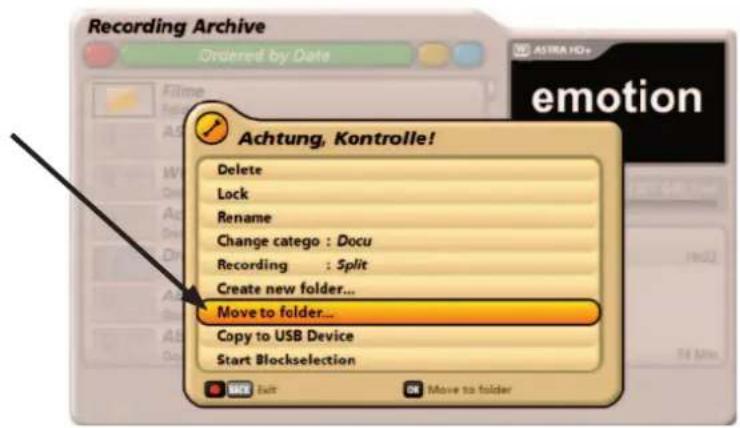 KATHREIN UFS 922sw - Moving to a folder - 1