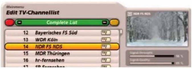 KATHREIN UFS 922sw - Selecting the channels to be edited - 1