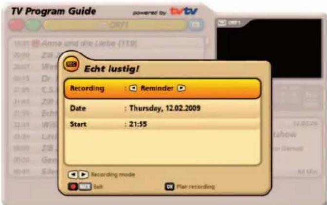 KATHREIN UFS 922sw - Reminder function (switch over to programme) - 1
