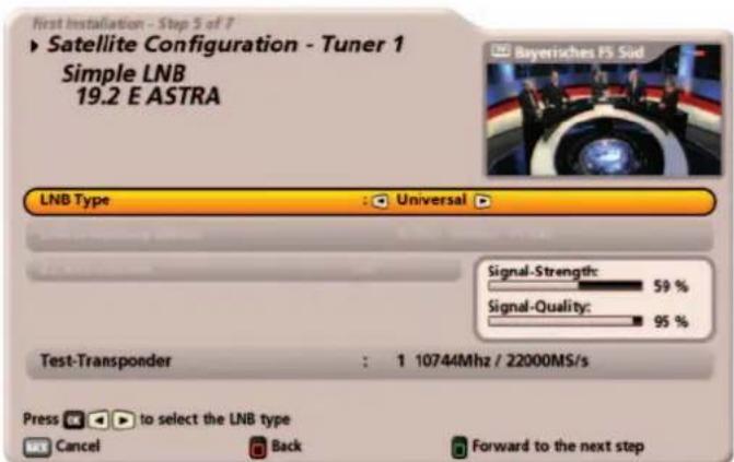 KATHREIN UFS 922sw - Satellite Configuration - Tuner 1 - 3