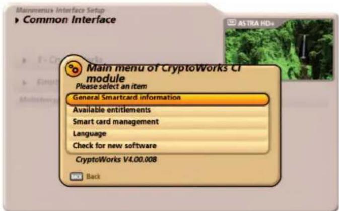 KATHREIN UFS 922sw - Main menu - Interfaces (CI, hard disk and network) - 2