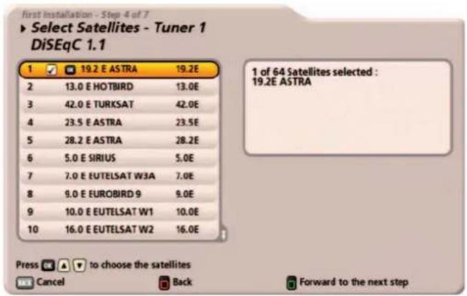 KATHREIN UFS 922sw - Satellite Configuration - Tuner 1 - 1