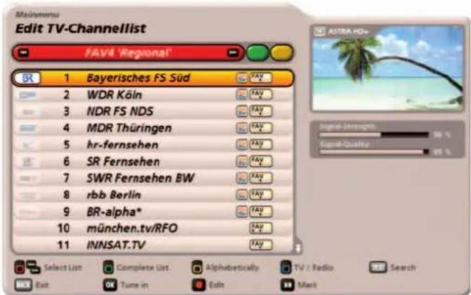 KATHREIN UFS 922sw - Channel list selection: - 1