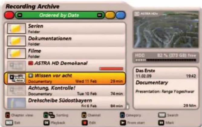 KATHREIN UFS 922sw - Selecting the recordings to be edited - 1