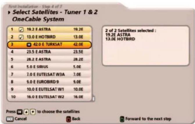 KATHREIN UFS 922sw - Select Satellites - Tuner 1 - 2