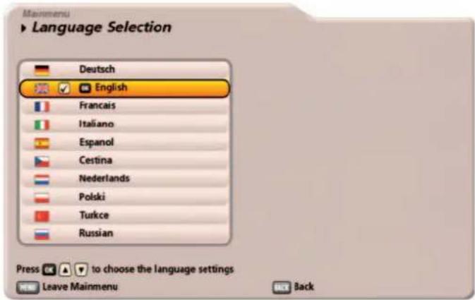 KATHREIN UFS 922sw - Main menu - Language settings - 1