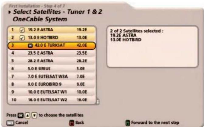 KATHREIN UFS 922sw - Select Satellites - Tuner 1 - 2