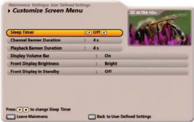 KATHREIN UFS 922sw - Customize Screen Menu - 1