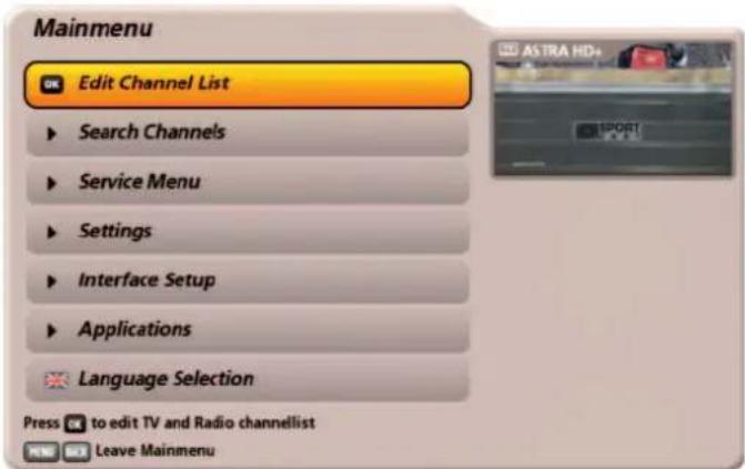 KATHREIN UFS 922sw - Calling up the main menu and introduction - 2