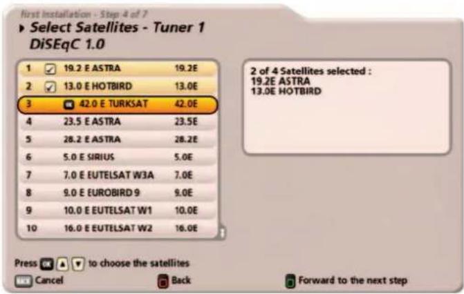 KATHREIN UFS 922sw - Select Satellites - Tuner 1 - 2