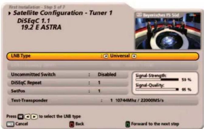 KATHREIN UFS 922sw - Satellite Configuration - Tuner 1 - 3