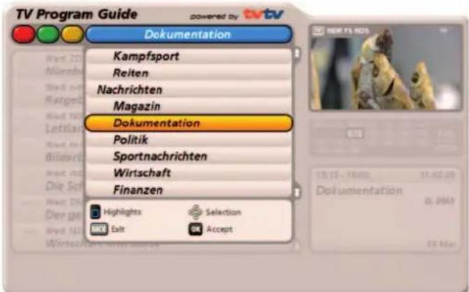 KATHREIN UFS 922sw - Categories view - 2