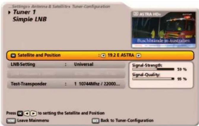 KATHREIN UFS 922sw - Satellite and position: - 1