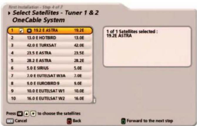 KATHREIN UFS 922sw - Select Satellites - Tuner 1 - 2