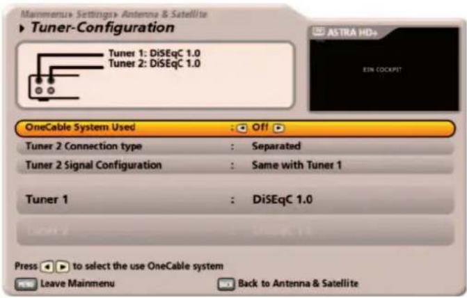 KATHREIN UFS 922sw - Call up the tuner configuration/Tuner configuration general - 1