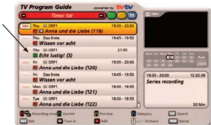 KATHREIN UFS 922sw - Reminder function (switch over to programme) - 2