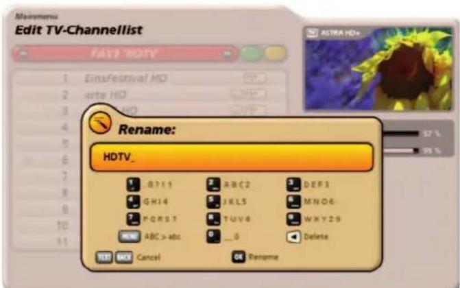 KATHREIN UFS 922sw - Rename favourites list - 2