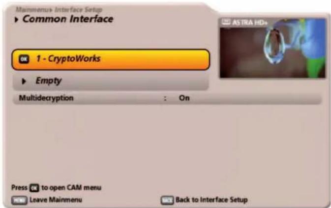 KATHREIN UFS 922sw - Main menu - Interfaces (CI, hard disk and network) - 1