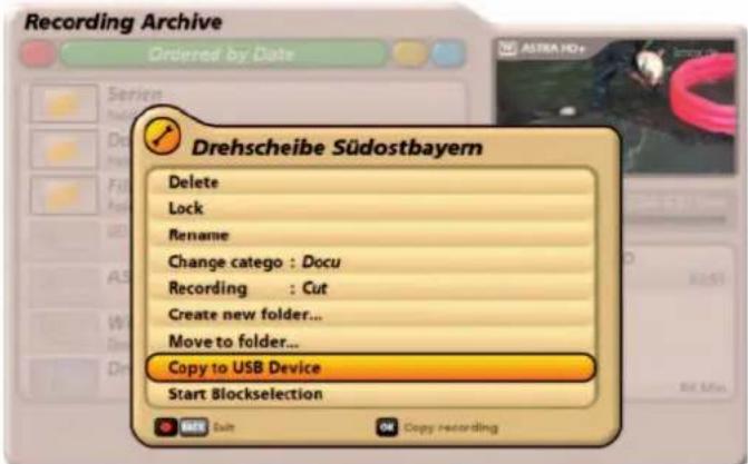 KATHREIN UFS 922sw - Copying to USB data carrier - 2