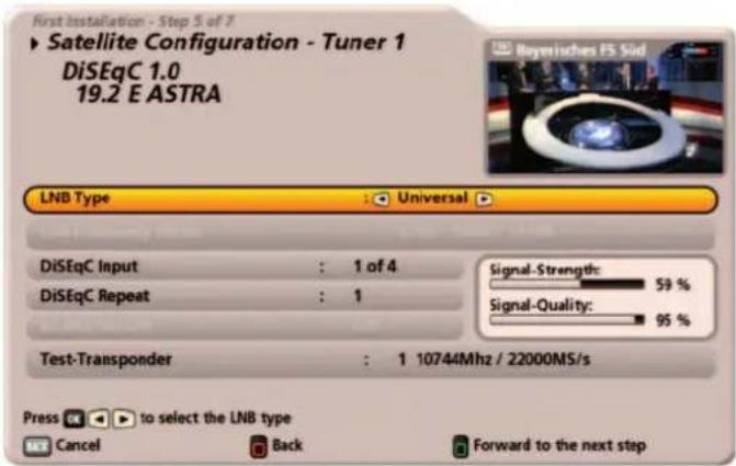 KATHREIN UFS 922sw - Satellite Configuration - Tuner 1 - 1