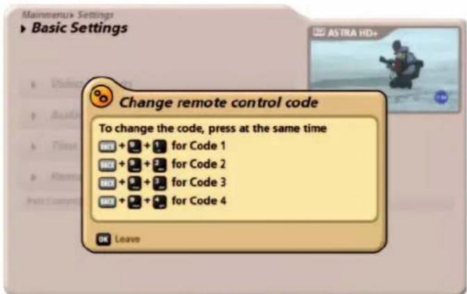 KATHREIN UFS 922sw - Setting the remote control code - 1
